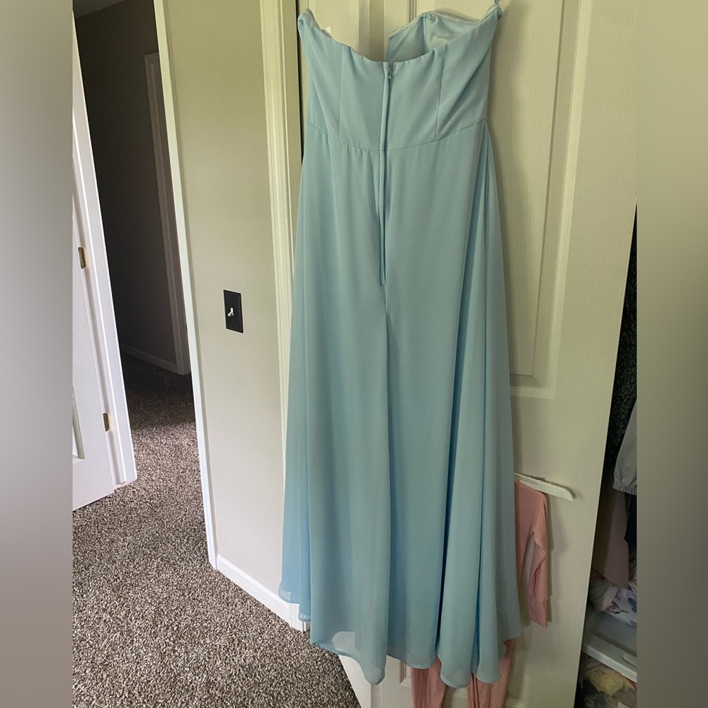 Morilee Madeline Gardner Sky Blue Strapless Bridesmaid Dress - Picture 3 of 4